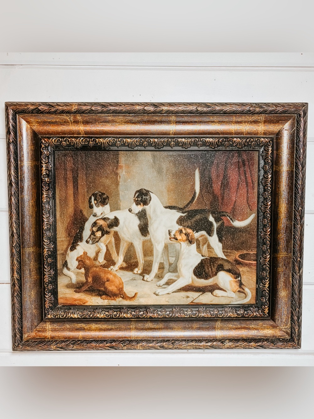 Vintage Ornate Framed Wall Hanging | “The Puckeridge Foxhounds” Thomas Woodward